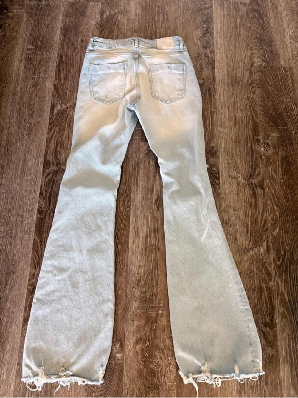 Zara Light Blue Distressed Flare Jeans - Picture 4 of 10